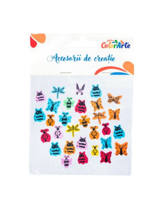 Forme decorative - hartie gumata autoadeziva - insecte, Colorarte, MTCR-EA142, set 30 buc