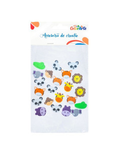 Forme decorative - hartie gumata autoadeziva - diverse animale, Colorarte, MTCR-EA241, set 22 buc