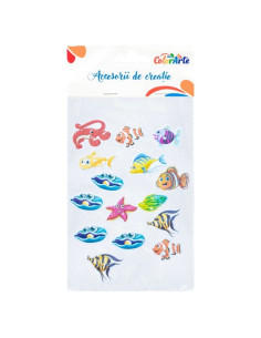 Forme decorative - hartie gumata autoadeziva - diverse ocean, Colorarte, MTCR-EA502, set 32 buc