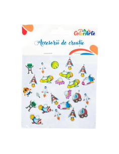 Forme decorative - hartie gumata autoadeziva - diverse spatiu, Colorarte, MTCR-EA501, set 24 buc