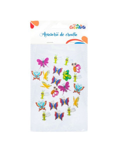 Forme decorative - hartie gumata autoadeziva - fluturi diversi, Colorarte, MTCR-EA711, set 22 buc