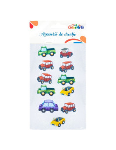 Forme decorative - hartie gumata autoadeziva - masini diverse, Colorarte, MTCR-EA704, set 11 buc