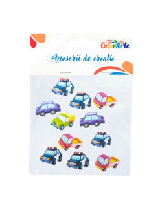 Forme decorative - hartie gumata autoadeziva - masini diverse, Colorarte, MTCR-EA705, set 11 buc