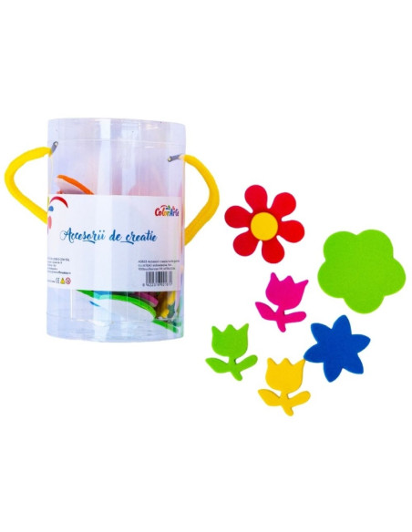 Forme decorative - hartie gumata autoadeziva - flori, diverse culori, cu sclipici, set 100 buc, Colorarte, MTCR-EVA4