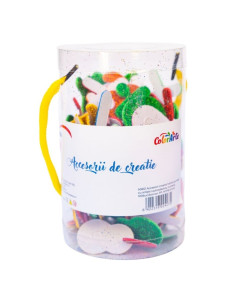 Forme decorative - hartie gumata autoadeziva - numere / figuri, diverse culori, cu sclipici, set 100 buc, Colorarte, MTCR