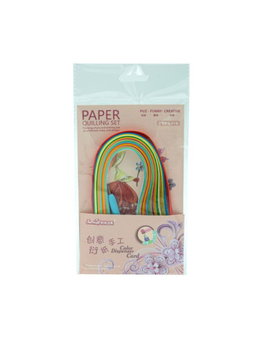 Hartie quilling, 6x280mm, diverse culori, set 150 buc + ac quilling, CNX, JM-3211