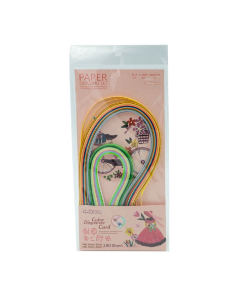 Hartie quilling, 4x350mm/8x350mm, diverse culori, set 280 buc