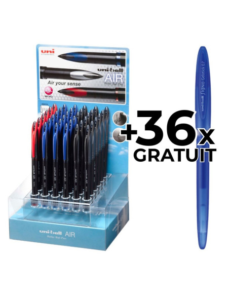 Display 36x Roller Uni-ball AIR Micro UBA-188EL-M, 0.5mm + 36x UM-170 albastru gratuit