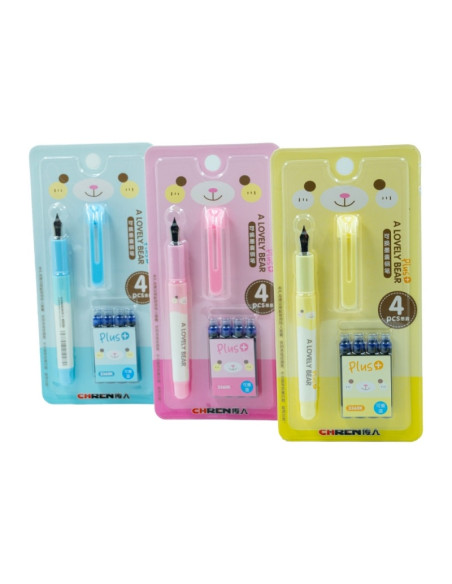 Stilou CNX 3360K, plastic, 4 patroane, capac cu clips, diverse culori