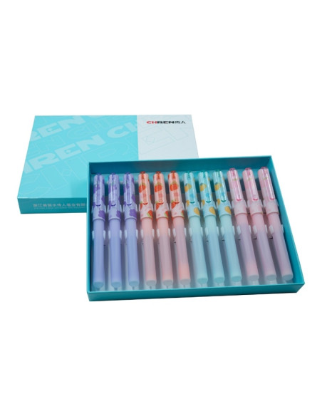 Stilou cerneala termosensibila CNX 652M, capac imprimeu fructe, diverse culori pastel