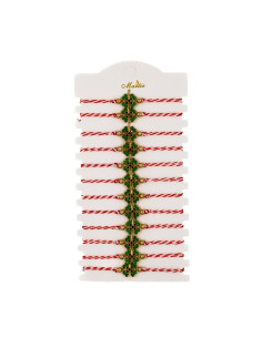 Martisor - Bratara cu snur textil, trifoi, set 12 buc