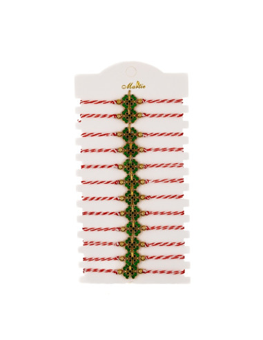 Martisor - Bratara cu snur textil, trifoi, set 12 buc