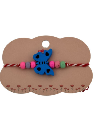 Martisor pentru copii - tip bratara, fir textil alb / rosu, diverse modele lemn