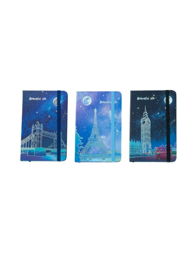 Jurnal A6 CNX 5702-14, 160 pagini, orase europene, coperta carton, cu elastic