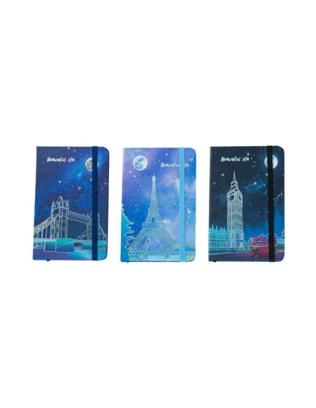 Jurnal A6 CNX 5702-14, 160 pagini, orase europene, coperta carton, cu elastic