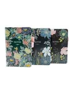 Jurnal C6 CNX 6500-32, 160 pagini, flori, coperta carton, cu suport de pix