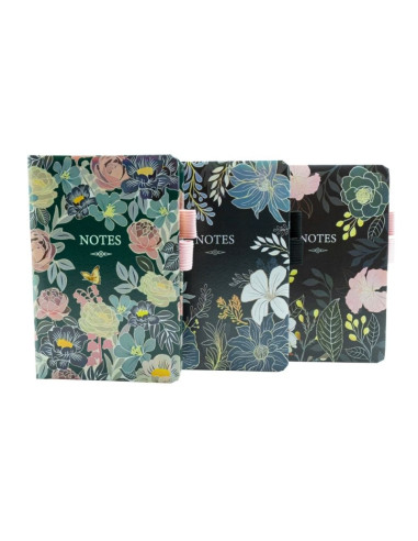 Jurnal C6 CNX 6500-32, 160 pagini, flori, coperta carton, cu suport de pix