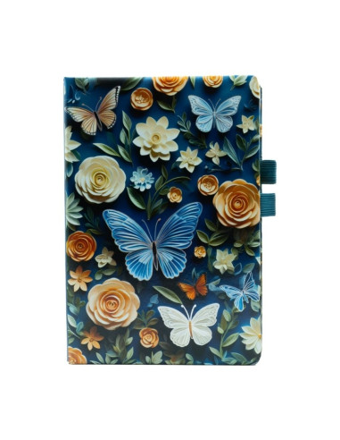 Jurnal A5 CNX 6600-35, 160 pagini, fluturi, coperta carton, cu suport de pix