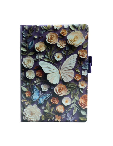 Jurnal A5 CNX 6600-35, 160 pagini, fluturi, coperta carton, cu suport de pix
