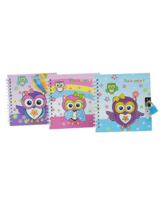 Jurnal CNX S48K-010, 45 pagini, motive bufnite, coperta carton, cu lacatel si spira