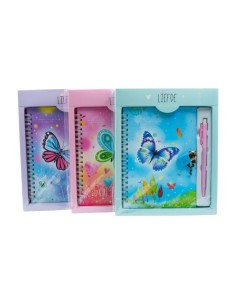 Jurnal CNX HS-32-12, 45 pagini, fluturi, cu lacatel si pix, cutie cadou
