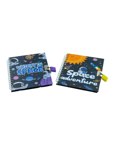 Jurnal CNX S48K-022, 45 pagini, motive spatiale, coperta carton, cu lacatel si spira