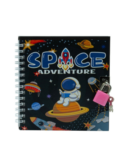 Jurnal CNX S48K-022, 45 pagini, motive spatiale, coperta carton, cu lacatel si spira