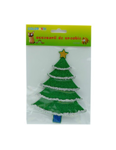 Accesorii creatie - brad, sticker gumat cu sclipici, 14cm, Colorarte