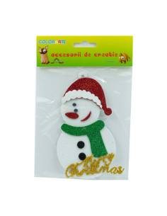 Accesorii creatie - om de zapada, sticker gumat cu sclipici, 13cm, Colorarte