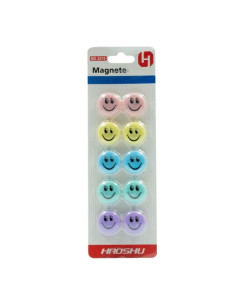 Magneti pentru tabla CNX 2010MX, zambareti, diametru 20mm, diverse culori pastel, set 10 buc