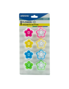 Magneti pentru tabla CNX HS8304, flori, diametru 30mm, diverse culori, set 8 buc