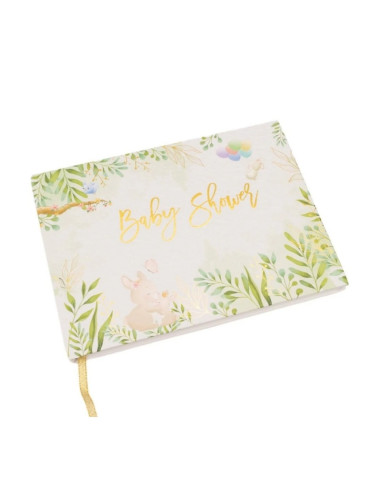 Album GUEBOOK1723, Baby Shower, model florar alb, 17x23cm, 120 pagini