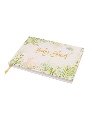 Album GUEBOOK1723, Baby Shower, model florar alb, 17x23cm, 120 pagini