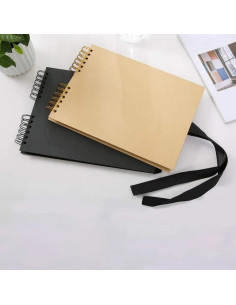 Album foto RIBSPHO2129, dreptunghiular cu spira si panglica satin alb, 21x29cm, 80 pag