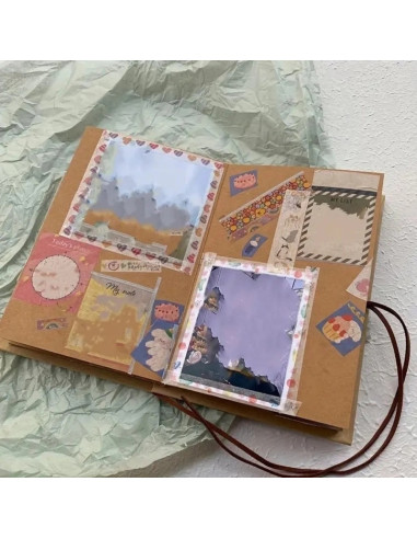 Album foto FOLDLEA2128, dreptunghiular pliabil cu snur din piele kraft, 21x28cm, 18 pag