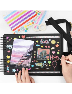 Album foto RIBSPIR2029, dreptunghiular cu spira si panglica satin negru, 21x29cm, 80 pag 2