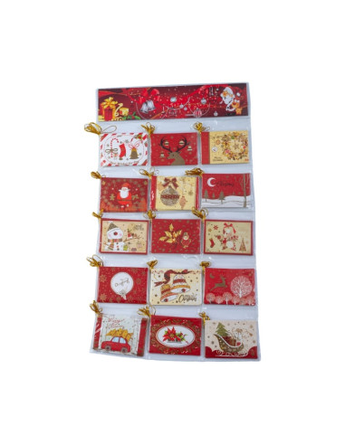 Felicitari CNX BB-229, mini rosu motive Craciun, 6.7x9.4cm, set 120 buc