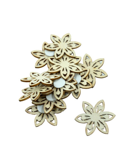 Accesorii creatie - lemn - floare, cu adeziv, set 12 buc, Colorarte
