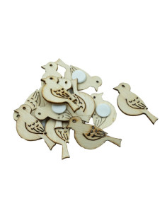 Accesorii creatie - lemn - pasare, cu adeziv, set 12 buc, Colorarte