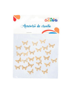 Accesorii creatie - lemn - nasturi, 17x23mm, fluturi, set 25 buc, Colorarte MTCR-WDY014