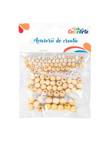 Accesorii creatie - lemn - nasturi, diverse marimi, bilute, Colorarte MTCR-WDC3P1
