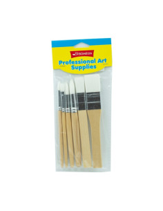 Pensula Cnx 1042, varfuri diferite, maner lemn, par alb, set 6 buc