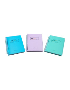 Blocnotes A6 CNX 6350, dictando, diverse culori uni, cu spira