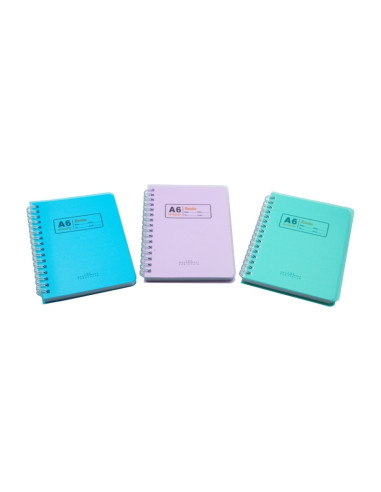 Blocnotes A6 CNX 6350, dictando, diverse culori uni, cu spira