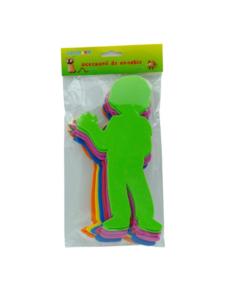 Forme decorative - hartie gumata - baiat, 21x10cm, 1.5mm, diverse culori, set 12 buc, Colorarte