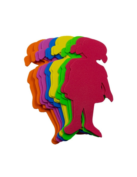 Forme decorative - hartie gumata - fetita, 21x8cm, 1.5mm, diverse culori, set 12 buc, Colorarte