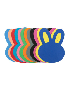 Forme decorative - hartie gumata - cap iepure, 14x15cm, 1mm, diverse culori, set 12 buc, Colorarte