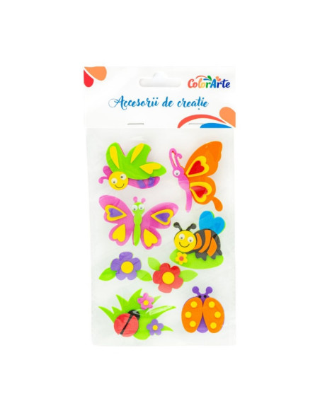 Forme decorative - hartie gumata - fluturi si buburuze, 28-70mm, Colorarte