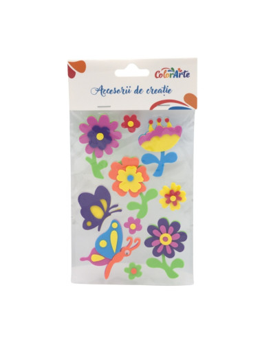Forme decorative - hartie gumata - flori si fluturi, 62-42mm, Colorarte
