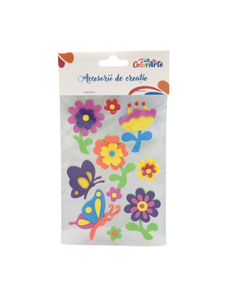 Forme decorative - hartie gumata - flori si fluturi, 62-42mm, Colorarte